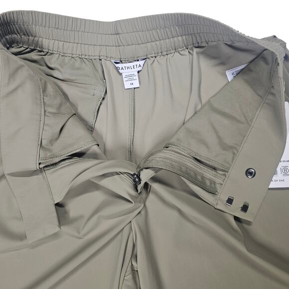 Athleta Pinnacle High Rise Trouser Khaki Wide Leg Flare Pants Women's 14 - Picture 6 of 13